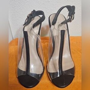 TOP Moda Black and Clear Heels
